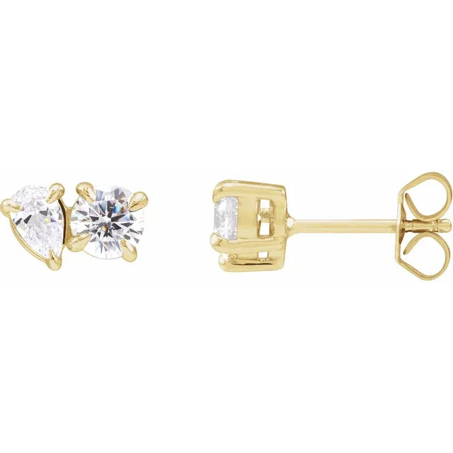 Edwardian earrings-Lab-Grown Diamond Two-Stone Earrings