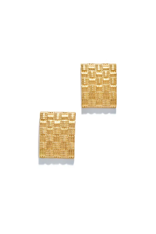 Thin texture earrings-Eleysa Woven Statement Earring - Gold