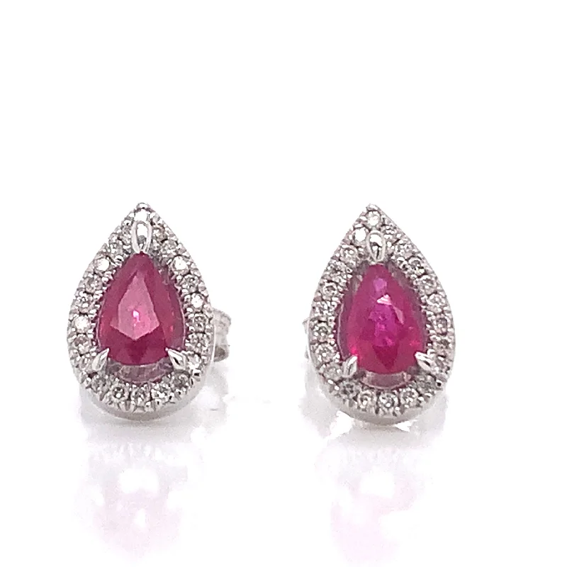 Fine star earrings-9ct White Gold 0.60ct Earth Grown Ruby And Diamond Earrings