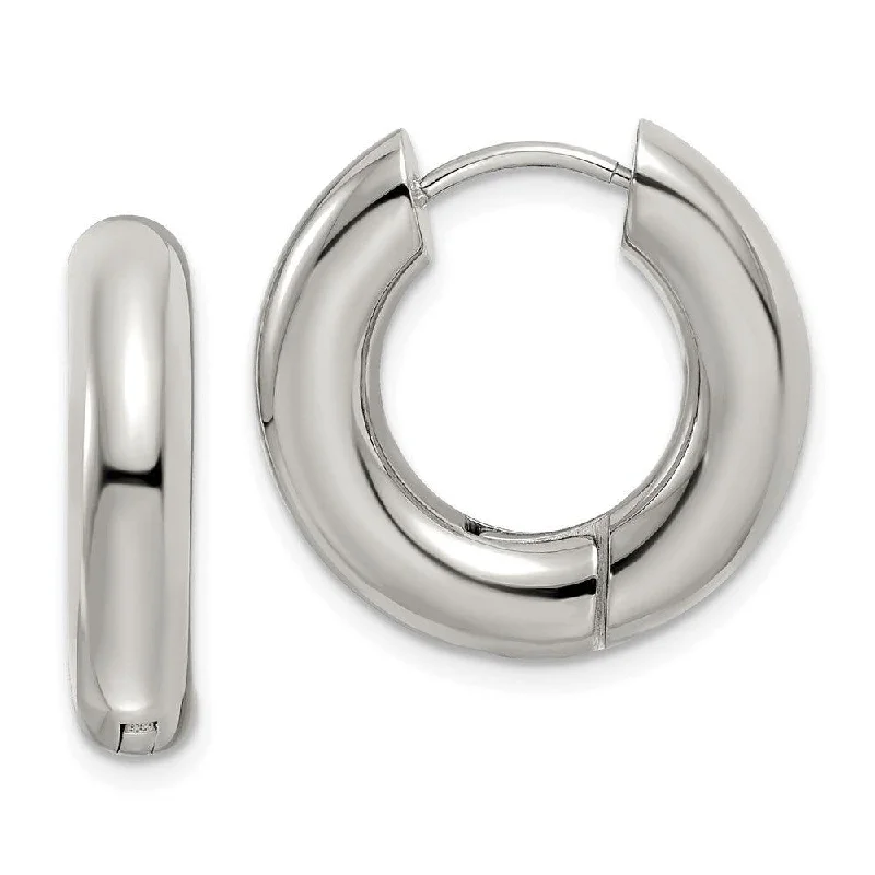 Thin bead earrings-Stainless Steel Polished 5mm Hinged Hoop Earrings