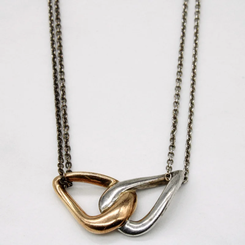 Aged silver necklaces-'Birks' Sterling Silver & 18k Yellow Gold Necklace | 18" |