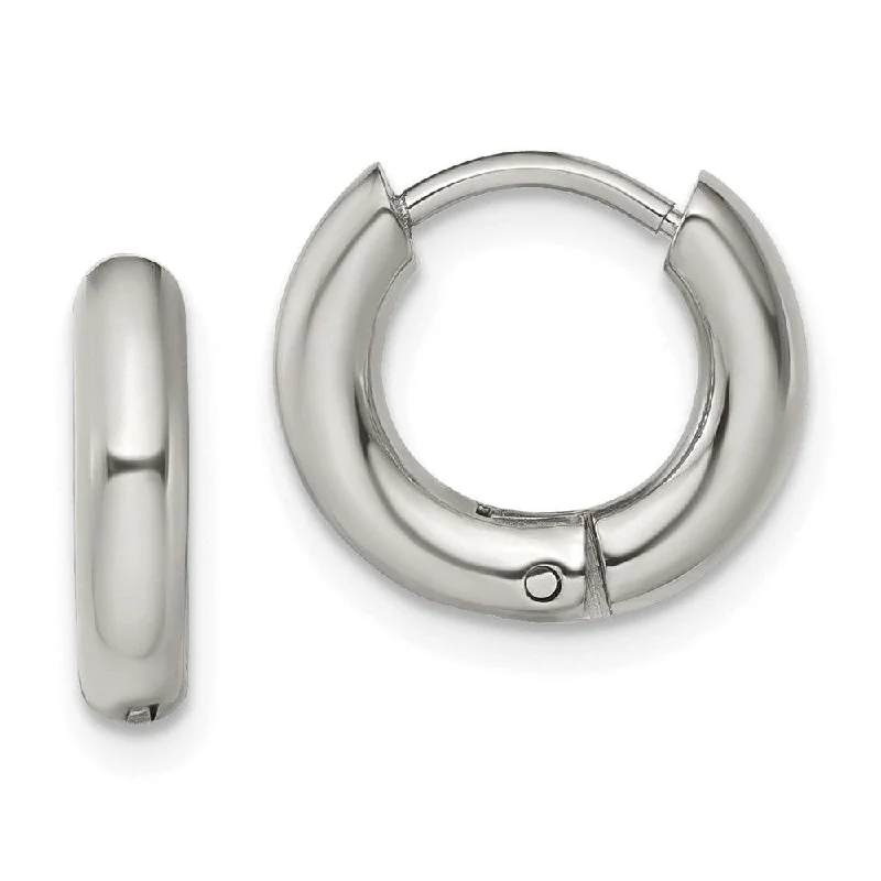 Wave design earrings-Stainless Steel Polished 3mm Hinged Hoop Earrings