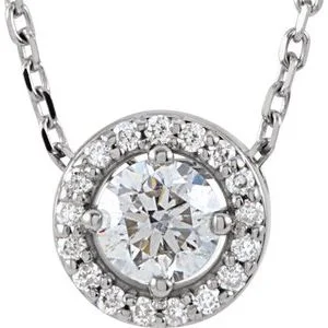 Haze glass necklaces-14K White 1/5 CTW Natural Diamond Halo-Style 16" Necklace