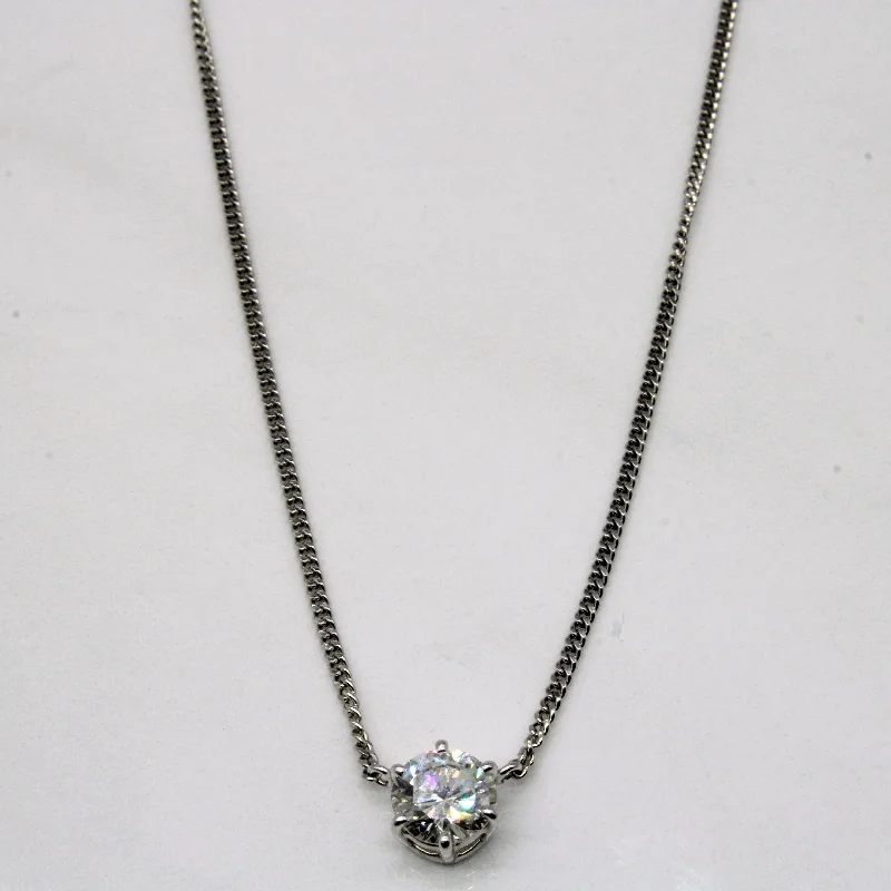 Cord fringe necklaces-Solitaire Diamond Necklace | 1.00ct | 16" |