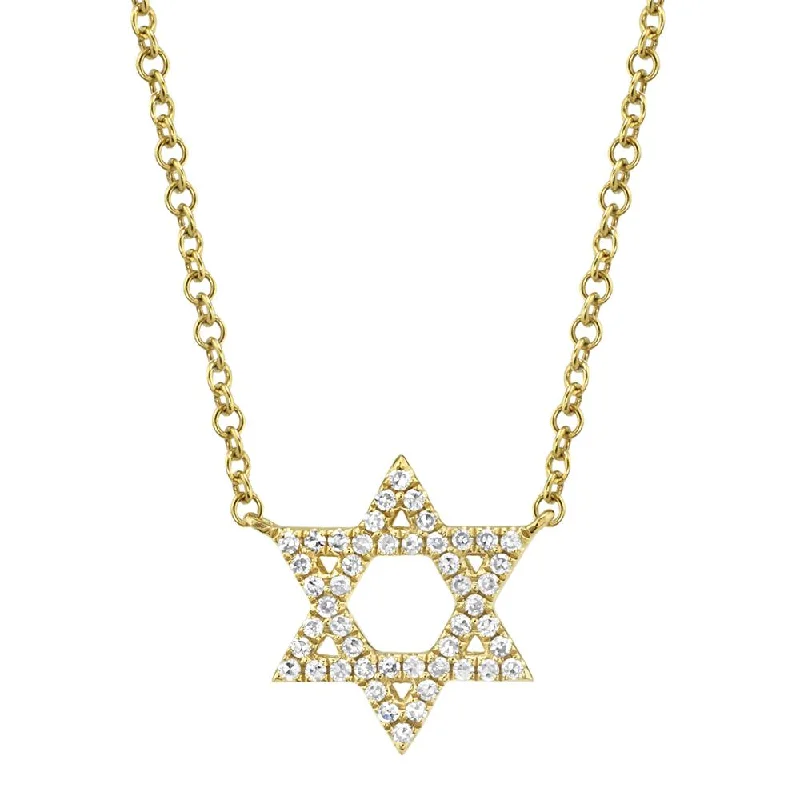 Thin silk necklaces-0.11CT DIAMOND STAR OF DAVID NECKLACE