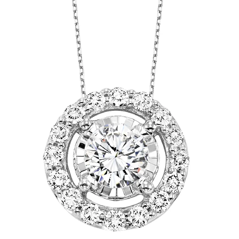 Quartz stone necklaces-True Reflections Halo Diamond Necklace 1/2Cttw 14K White Gold