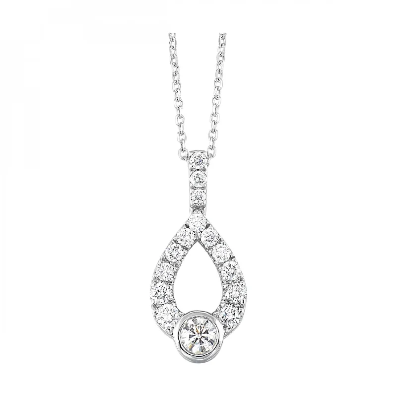 Strong clasp necklaces-14K White Gold 1/4cttw Diamond Rhythm Of Love Pendant