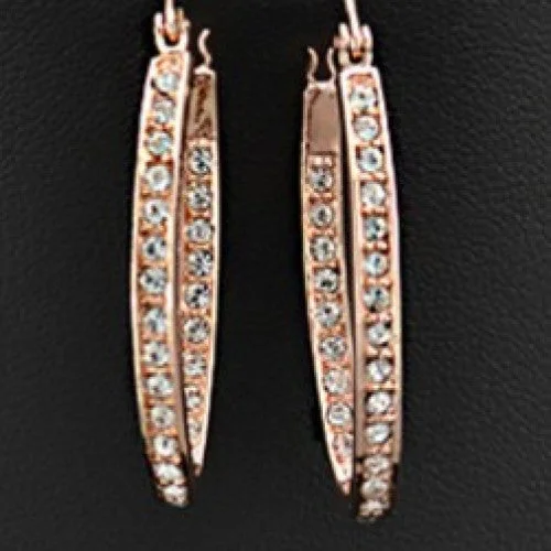 Shiny art earrings-Oval Hoop Earrings For Women - UMODE 18K Rose Gold Plated Rhinestones Studded