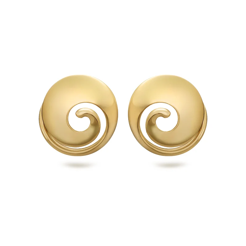 Flat knot earrings-Twizzle Spiral Yellow Gold Earrings