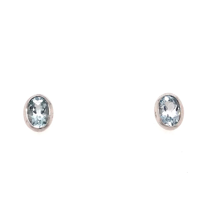 Clean cross earrings-9ct White Gold Aquamarine Earrings