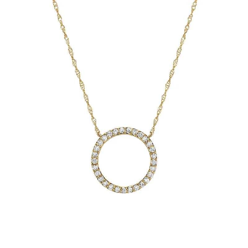 Wide link necklaces-Diamond Circle Necklace