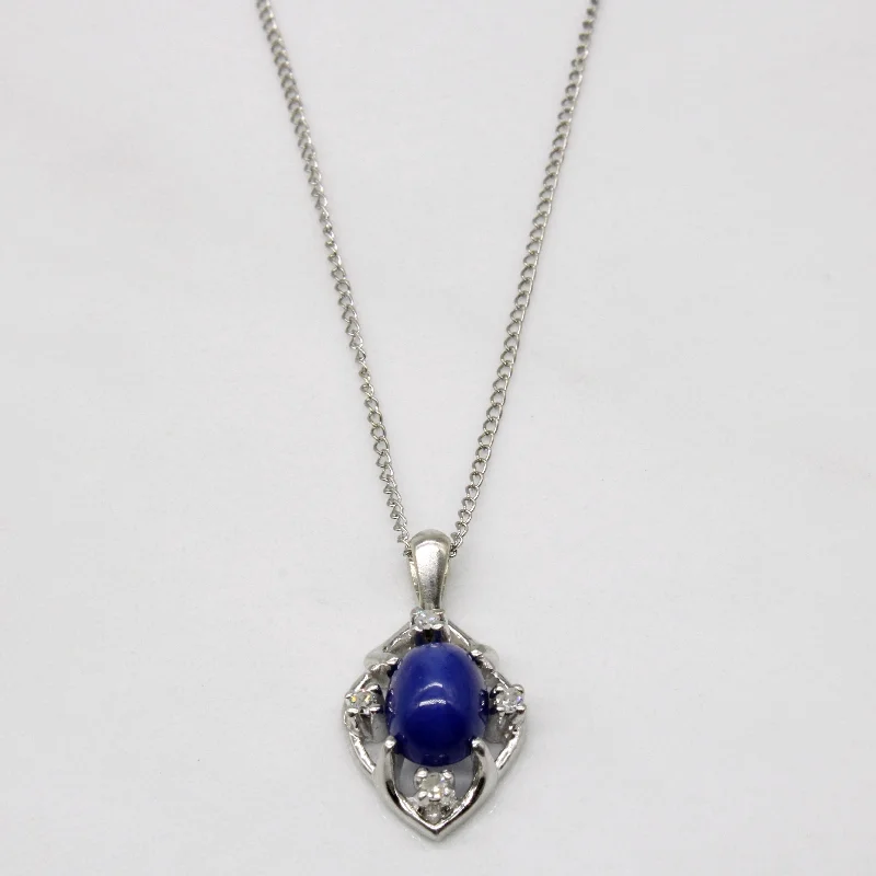 Haze glass necklaces-Synthetic Star Sapphire & Diamond Necklace | 1.92ct, 0.04ctw | 18" |