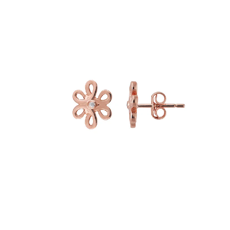 Topaz earrings-Rose Gold Flower Studs