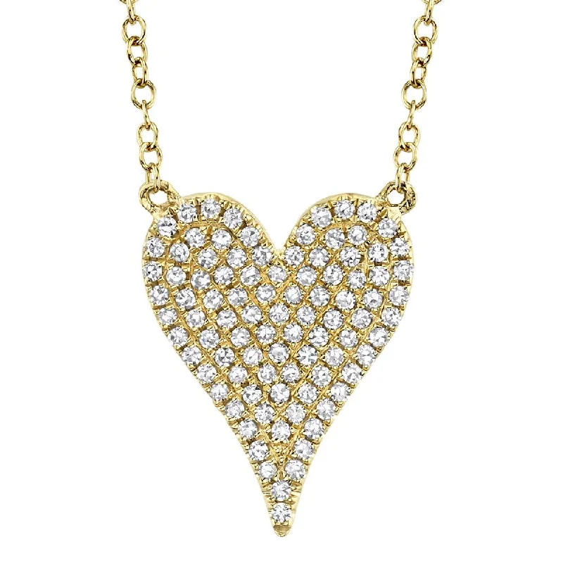 Tide wave necklaces-AMOR 0.21 CT DIAMOND PAVE HEART PENDANT NECKLACE SC55002005