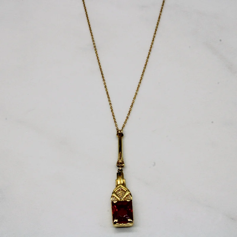 Thin filigree necklaces-Synthetic Ruby Drop Pendant Necklace | 2.20ct | 15" |