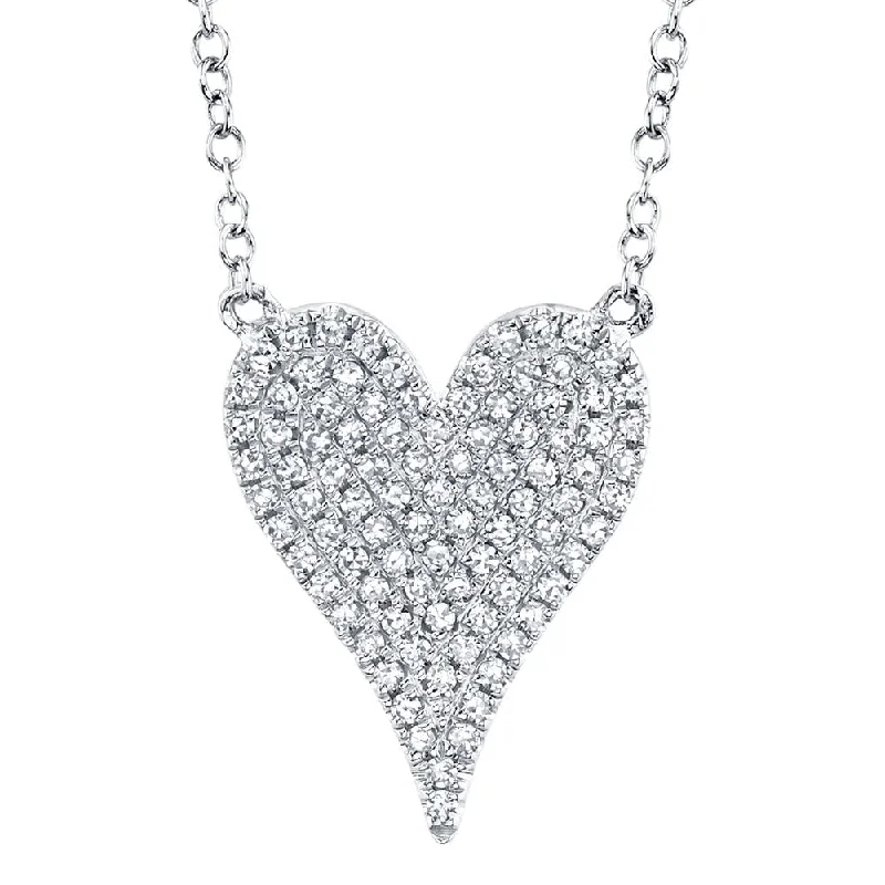 Multi-link necklaces-AMOR 0.21 CT DIAMOND PAVE HEART PENDANT NECKLACE SC55002004