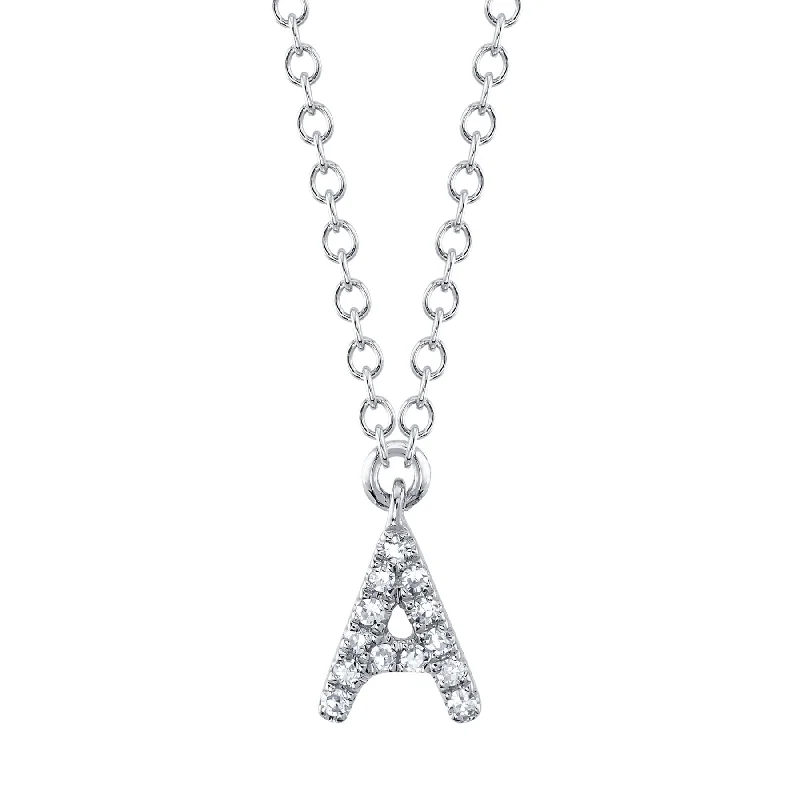 Worn medallion necklaces-0.04CT DIAMOND NECKLACE - INITIAL A