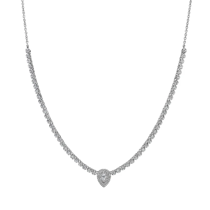 Web choker necklaces-1.28CT DIAMOND PEAR NECKLACE