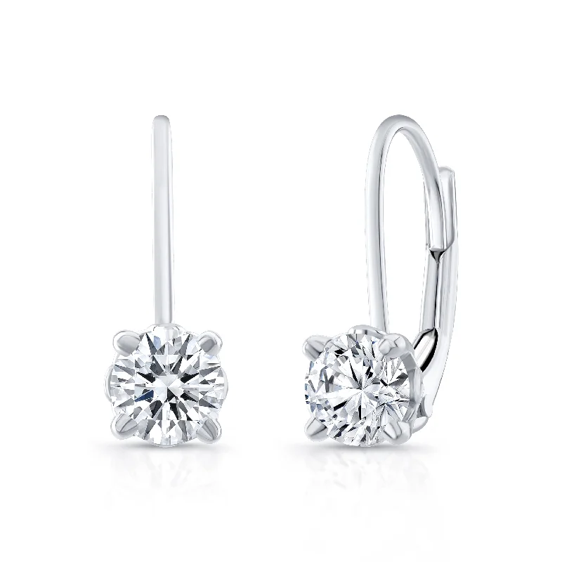 Half crescent earrings-GIA Certified Lever Back Round Cut Earrings (1.50 Ctw.)