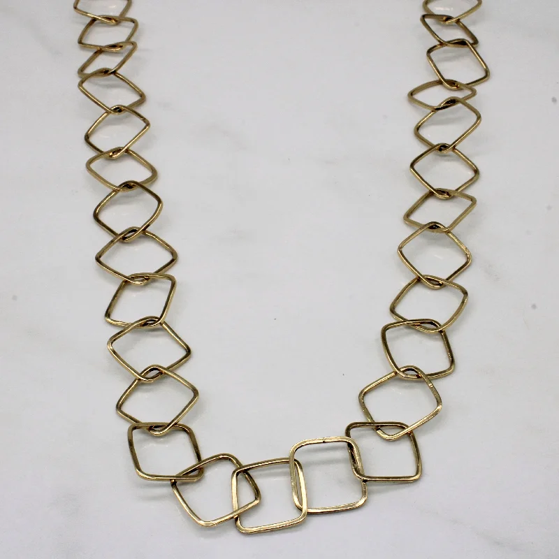 Burnished bronze necklaces-10k Yellow Gold Soft Square Link Necklace | 28" |