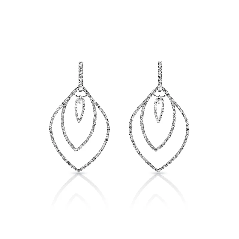 Bead strand earrings-Amina 3 Carat Round Brilliant Diamond Hanging Earrings in 14k White Gold