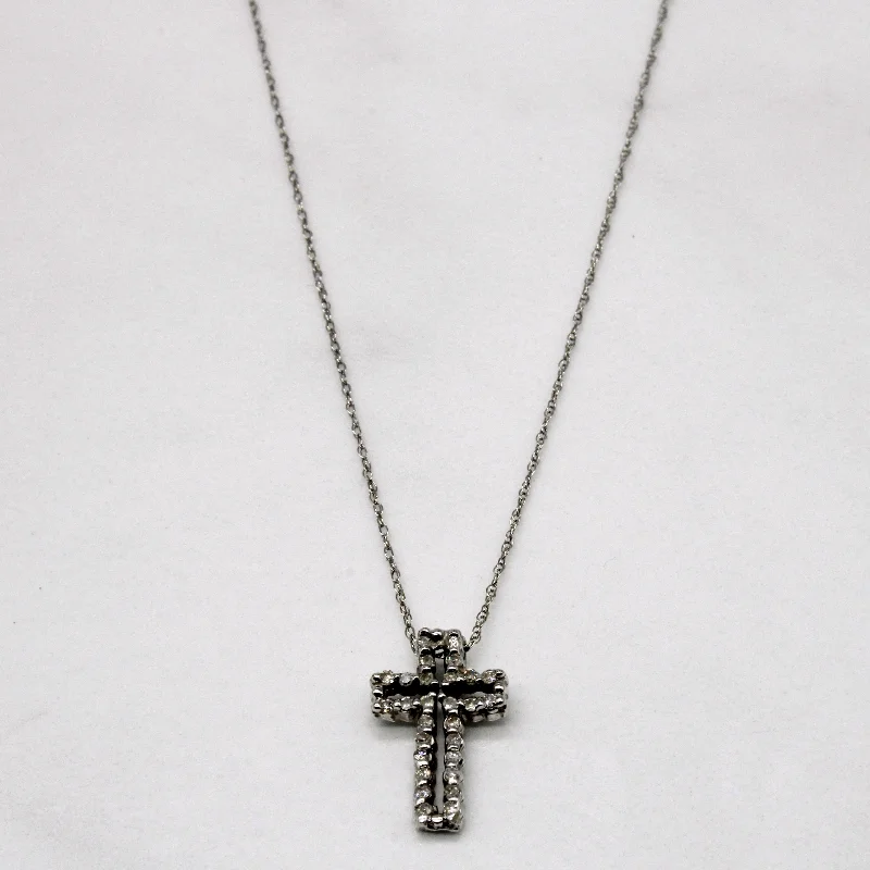 Tide wave necklaces-Diamond Cross Pendant & Necklace | 0.11ctw | 18" |