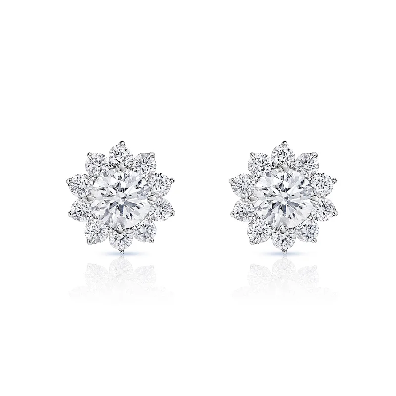 Worn flair earrings-Maria 3 Carat Round Brilliant Lab Grown Diamond Stud Earrings in 18k White Gold