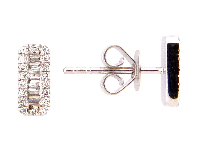 Crystal braid earrings-14KWG 0.17CTW BR AND BAG DIA RECTANGLE HALO EARRINGS