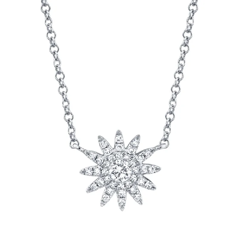 Petite charm necklaces-AURORA 0.15 CT. DIAMOND STARBURST PENDANT NECKLACE