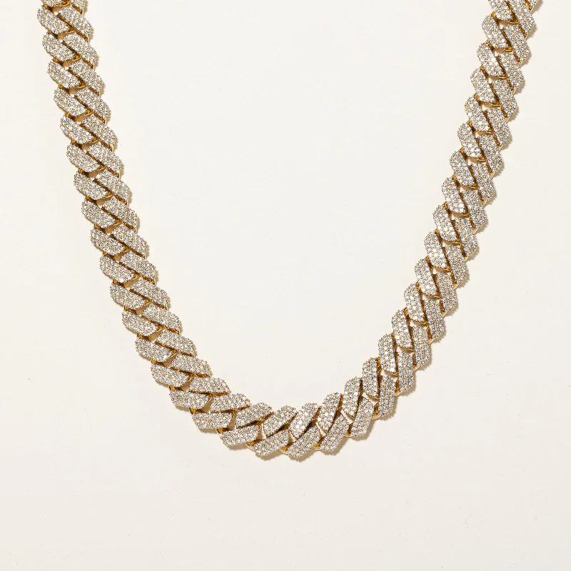 Thai style necklaces-Diamond Cuban Link Necklace with Fold Over Bar Clasp | 21.5" | 24.28 ctw SI2 H/I