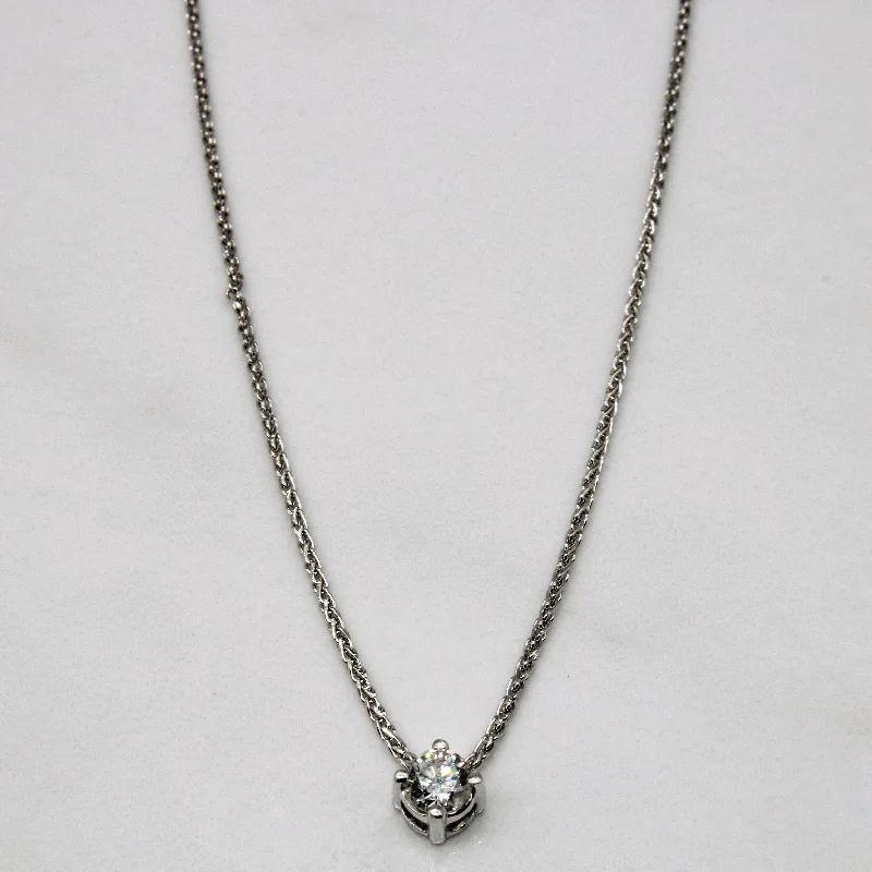 Thin enamel necklaces-Solitaire Diamond Necklace | 0.31ct | 18" |