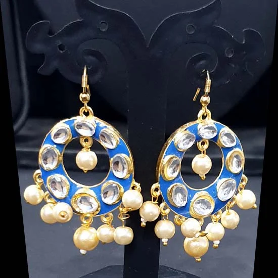 Thin silk earrings-Kundan Earrings Fashion Jewellery