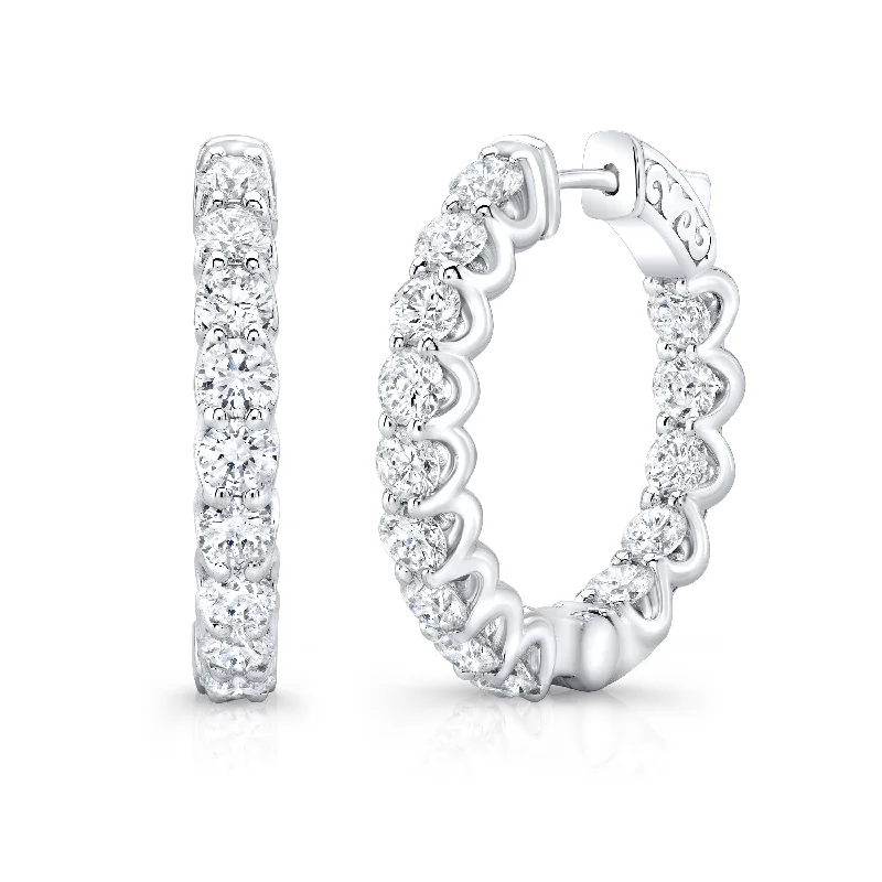 Tide theme earrings-4 Carat Inside Out Diamond Hoop Earrings