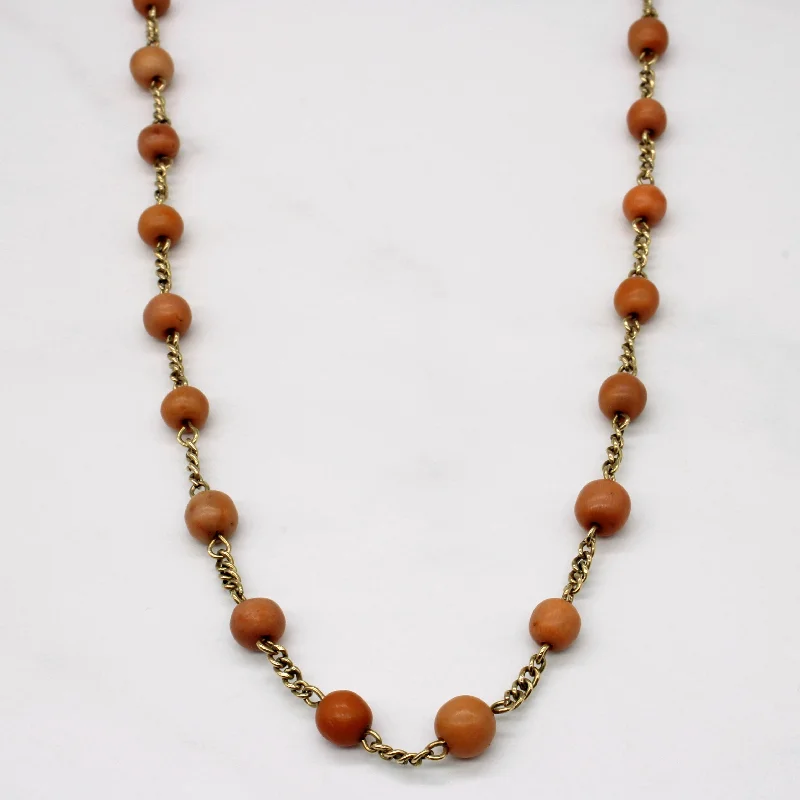 Worn medallion necklaces-Coral Bead Necklace | 37.50ctw | 18" |