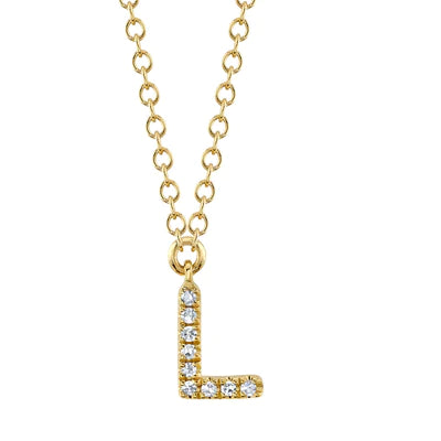 Worn medallion necklaces-Diamond Initial Necklace - L