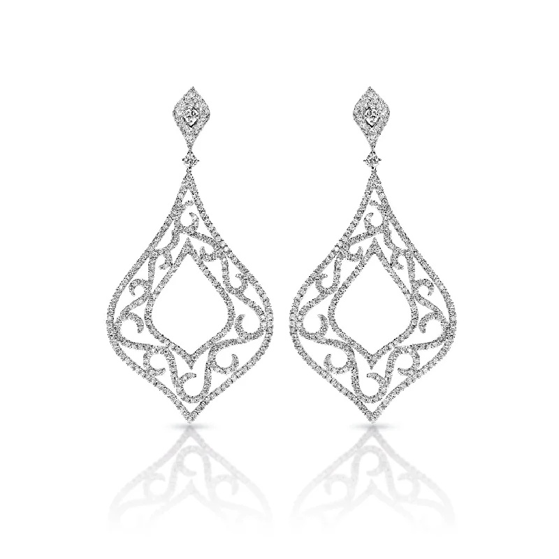 Tiny dot earrings-Ariyah 4 Carat Round Brilliant Diamond Hanging Earrings in 14k White Gold