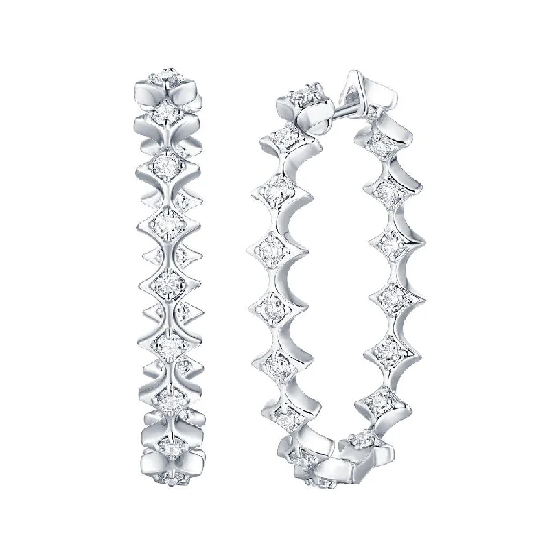 Tide theme earrings-14KWG 1.01CTW LAB DIA HOOP EARRINGS