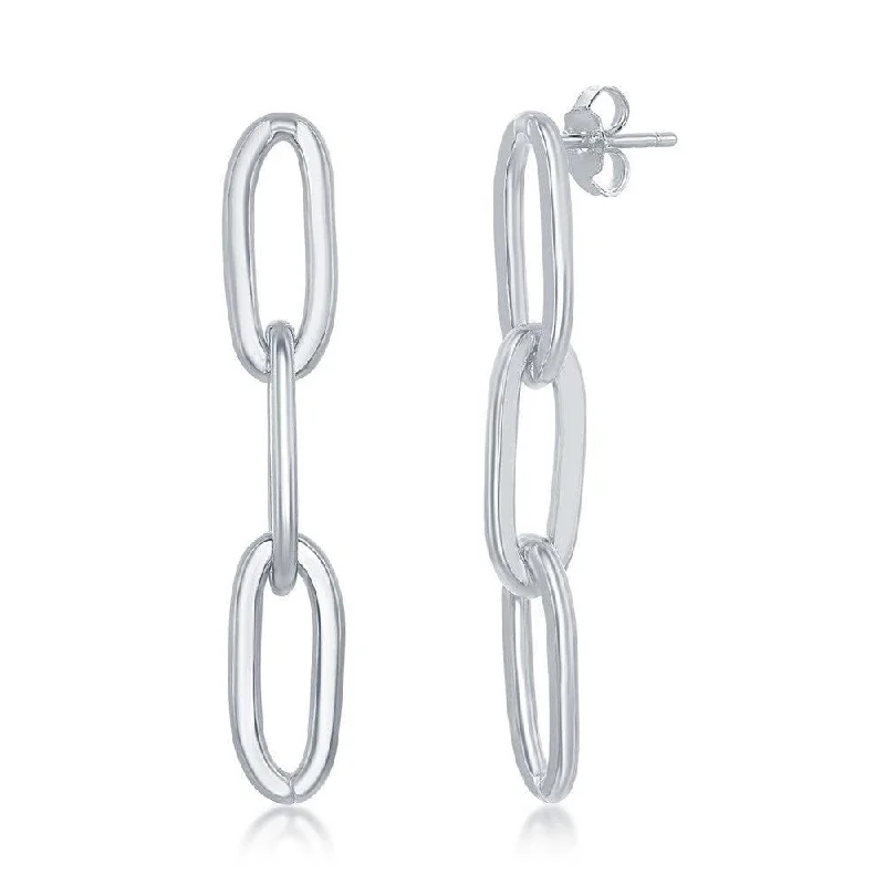 Cultured pearl earrings-Sterlig Silver Paperclip Earrings