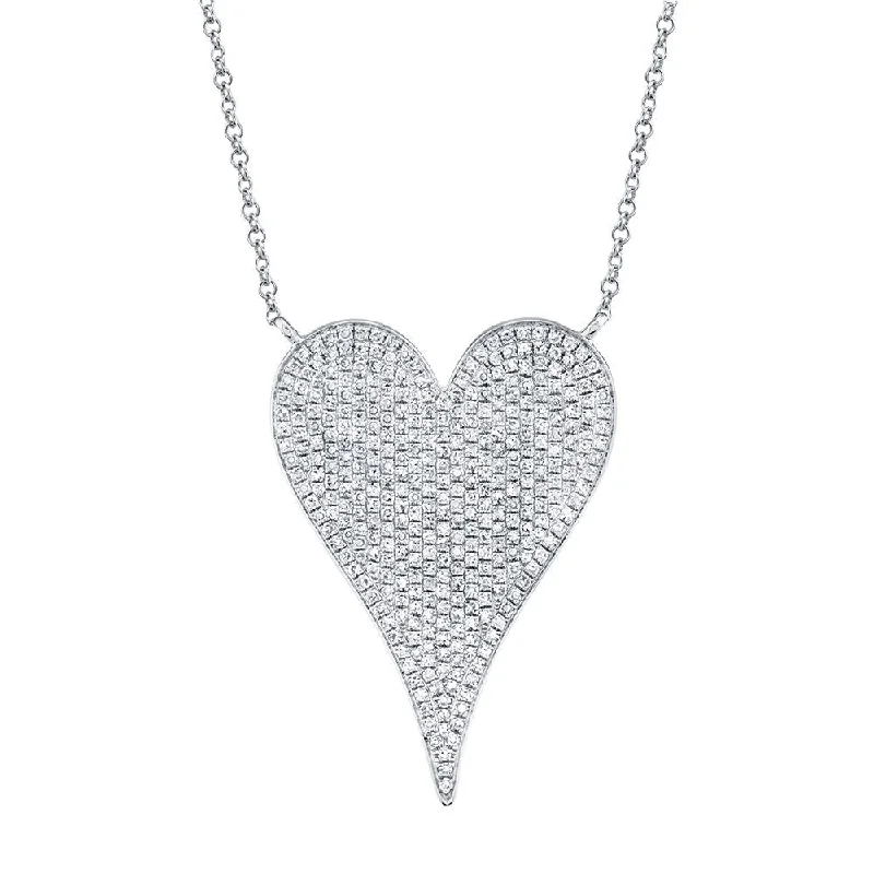 Strong clasp necklaces-AMOR 0.83 CT DIAMOND PAVE HEART PENDANT NECKLACE - JUMBO SC55002484