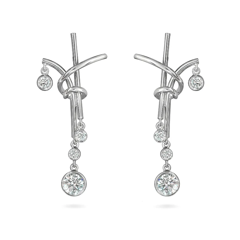 Bright crystal earrings-Diamond and White Gold Splash Earrings