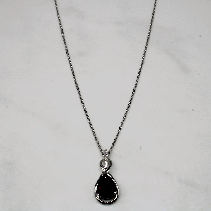 Knotted link necklaces-Garnet & Diamond Necklace | 3.55ct, 0.03ctw | 18" |