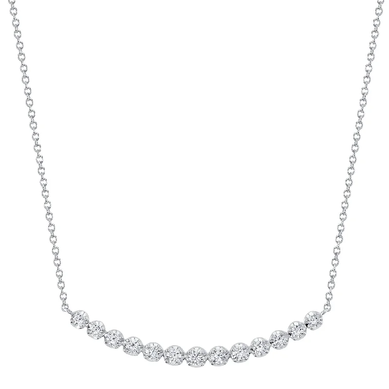 Thin bead necklaces-0.91CT DIAMOND CROWN SETTING NECKLACE