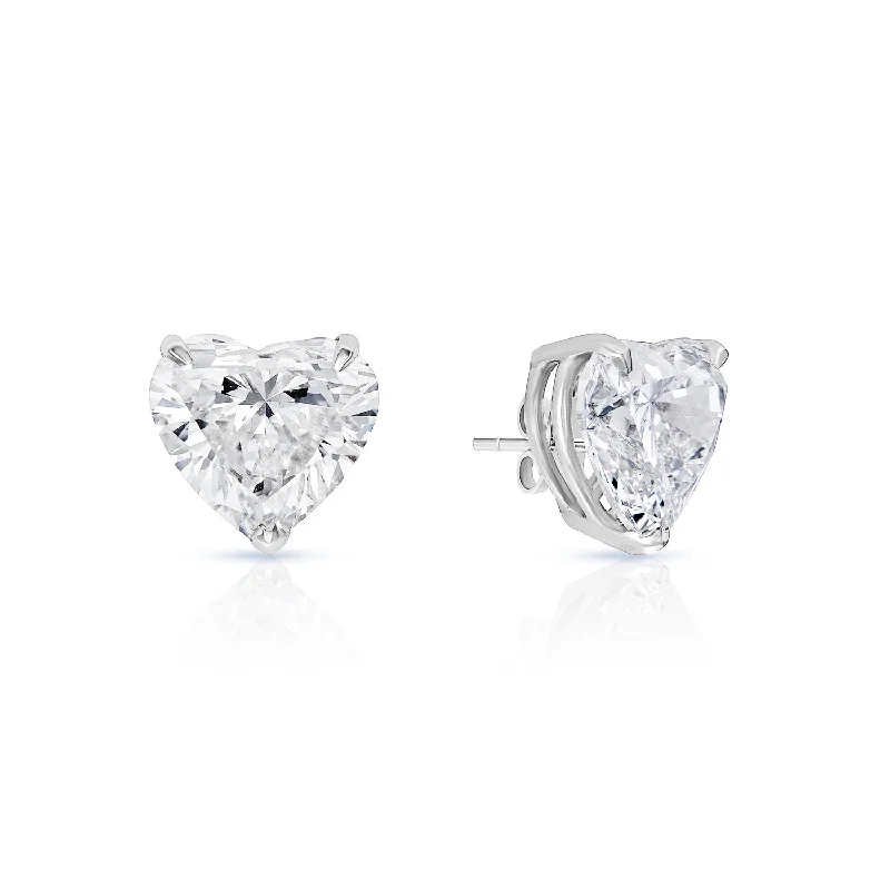 Tiny dot earrings-Lilianna 6 Carat H VS2 Heart Shape Lab Grown Diamond Stud Earrings in 14k White Gold