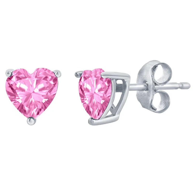 Shiny art earrings-Classic Women's Earrings - Silver 6mm Rose "October" Heart Perciosa Crystal | D-8426