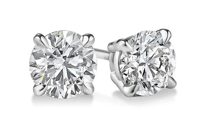 Thick cuff earrings-2.40 Ct. Round Cut Stud Earrings J Color VS1 Clarity GIA Certified 3X