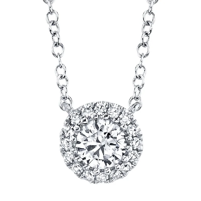 Wide link necklaces-0.20CT-CTR(ROUND) 0.05CT-SIDE DIAMOND NECKLACE