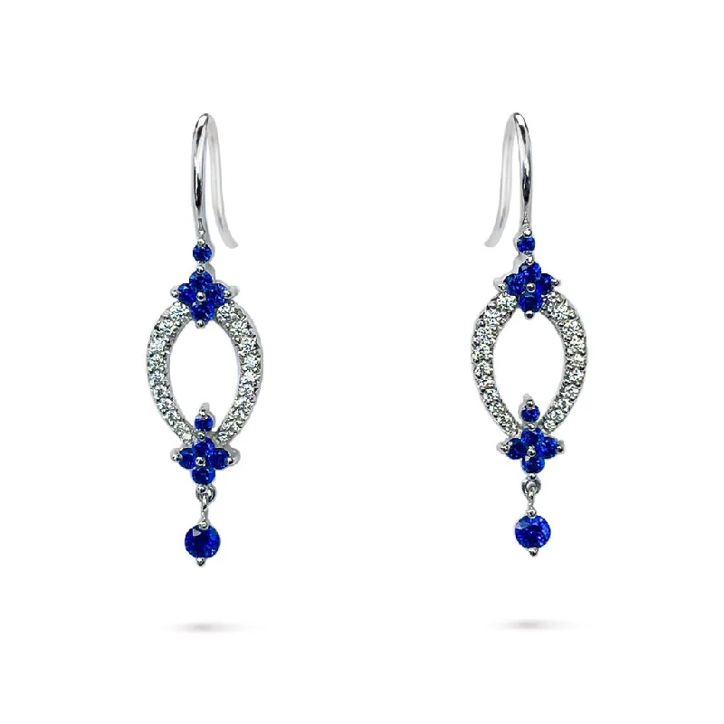 Fine threader earrings-Classic Blue Sapphire and Diamond  Drop Earrings