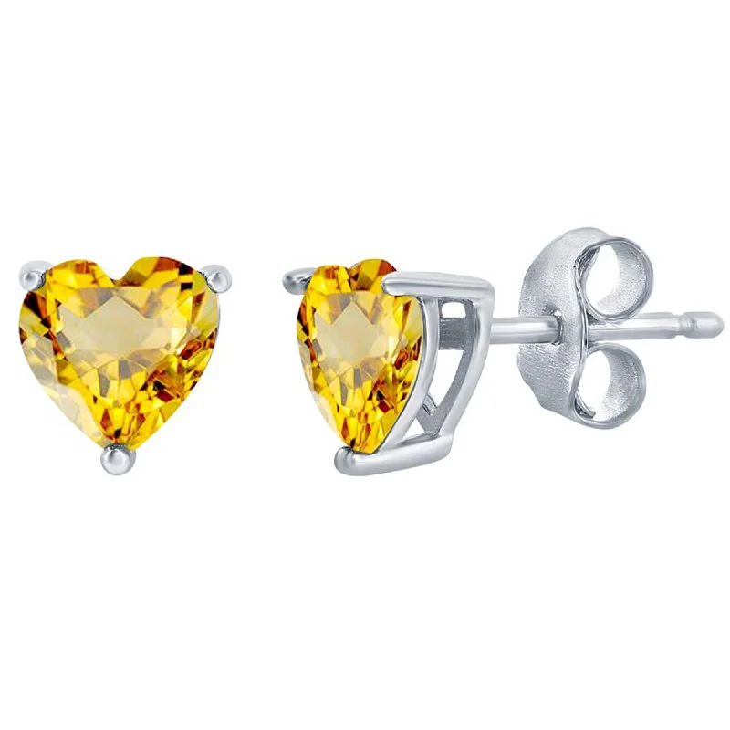 Amethyst stud earrings-Classic Women's Earrings - SS 6mm Citrine "November" Heart Perciosa Crystal | D-8427