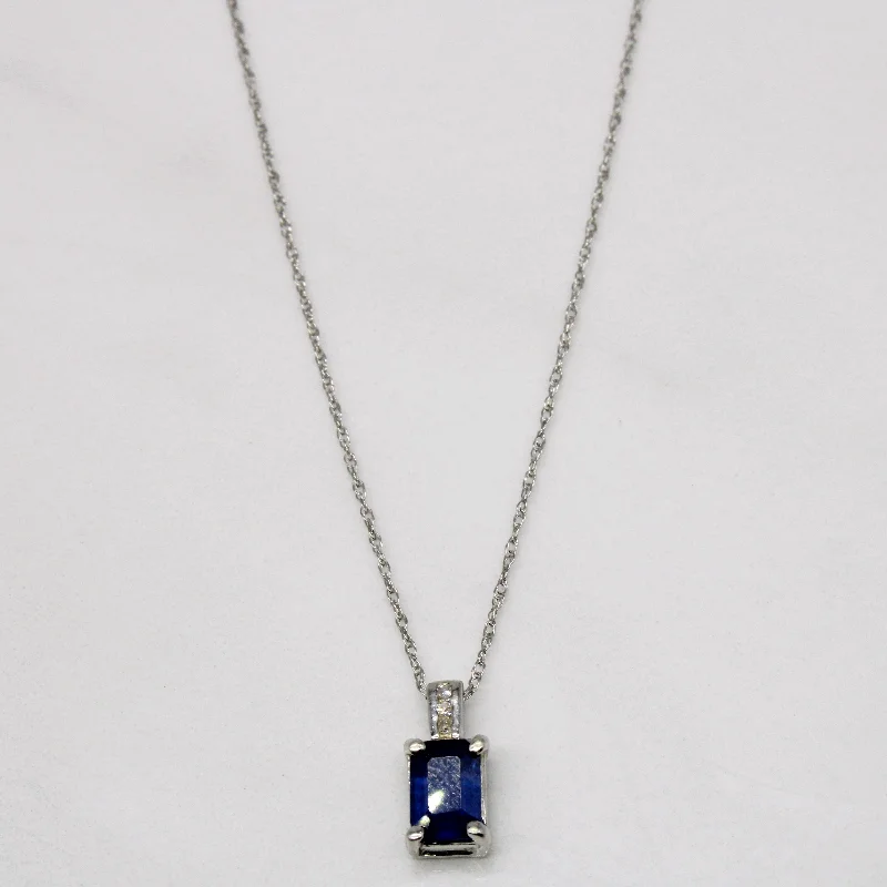 Hemp cord necklaces-Sapphire & Diamond Pendant & Necklace | 0.60ct, 0.01ctw | 18" |