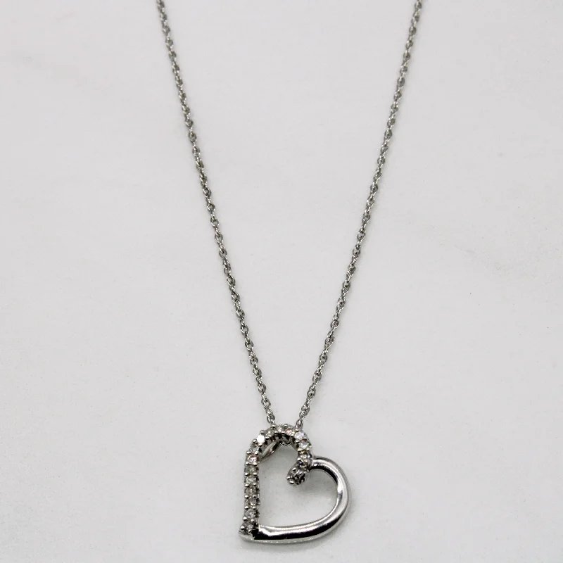 Vivid druzy necklaces-Diamond Heart Shaped Pendant Necklace | 18" |